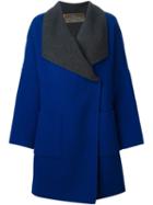 Etro Contrasting Collar Oversized Coat, Women's, Size: 40, Blue, Wool