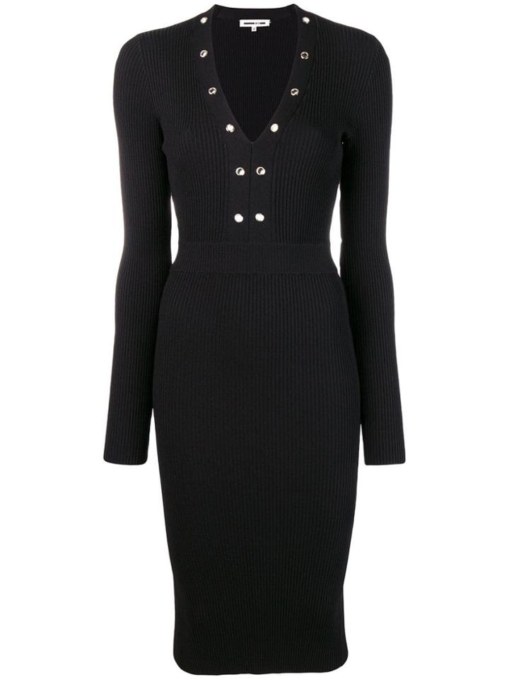 Mcq Alexander Mcqueen Ribbed Midi Dress - Black