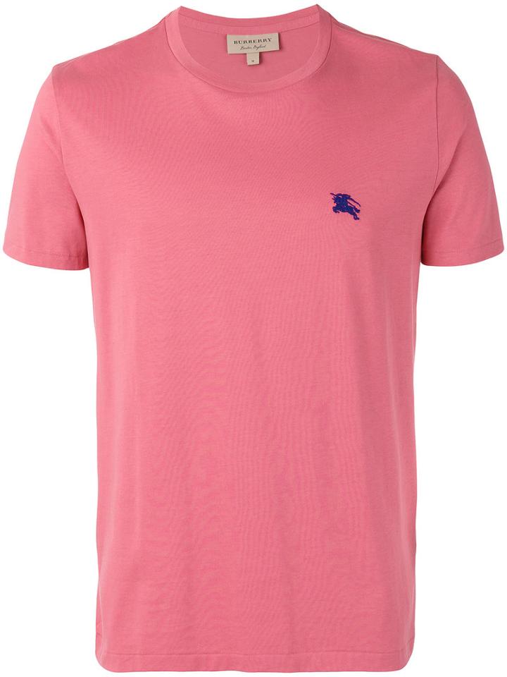 Burberry Embroidered Logo T-shirt, Men's, Size: Xs, Pink/purple, Cotton