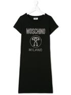 Moschino Kids Embellished Logo Dress - Black