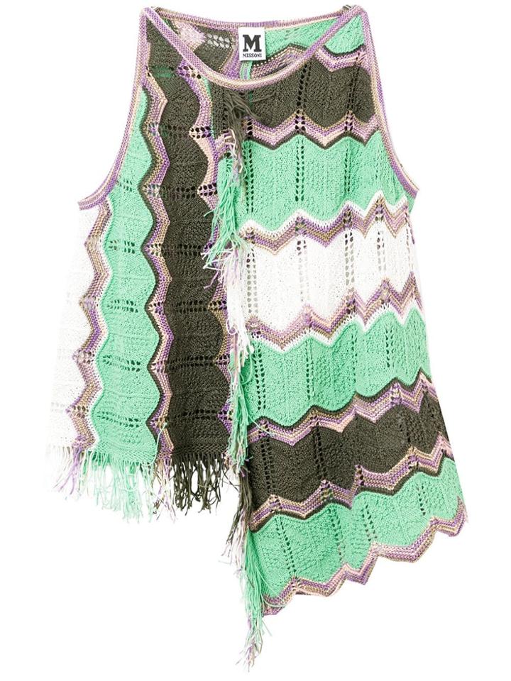 M Missoni Asymmetric Fringed Top - Green