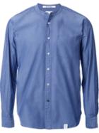 Bedwin & The Heartbreakers Collarless Button Down Shirt, Men's, Size: 1, Blue, Cotton