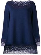 Ermanno Scervino Lace Trim Knitted Top - Blue