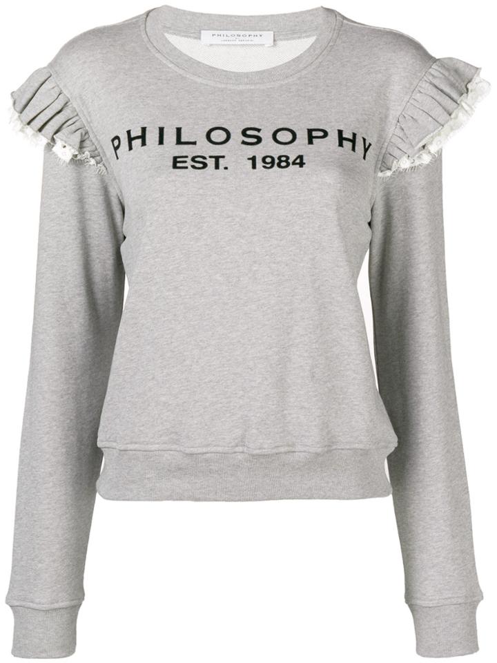 Philosophy Di Lorenzo Serafini Ruffle Shoulder Logo Sweatshirt - Grey