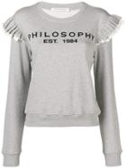Philosophy Di Lorenzo Serafini Ruffle Shoulder Logo Sweatshirt - Grey