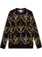 Gucci Voliére Wool Jacquard Sweater - Black