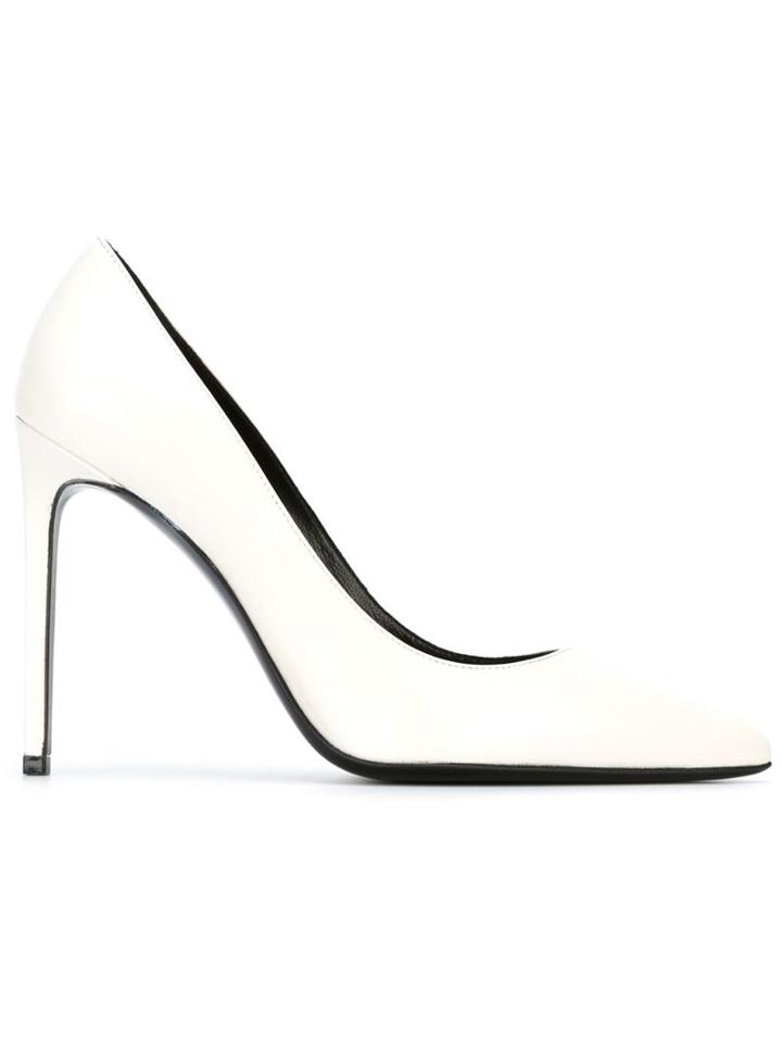 Saint Laurent Paris Pumps, Women's, Size: 38, White, Calf Leather/leather
