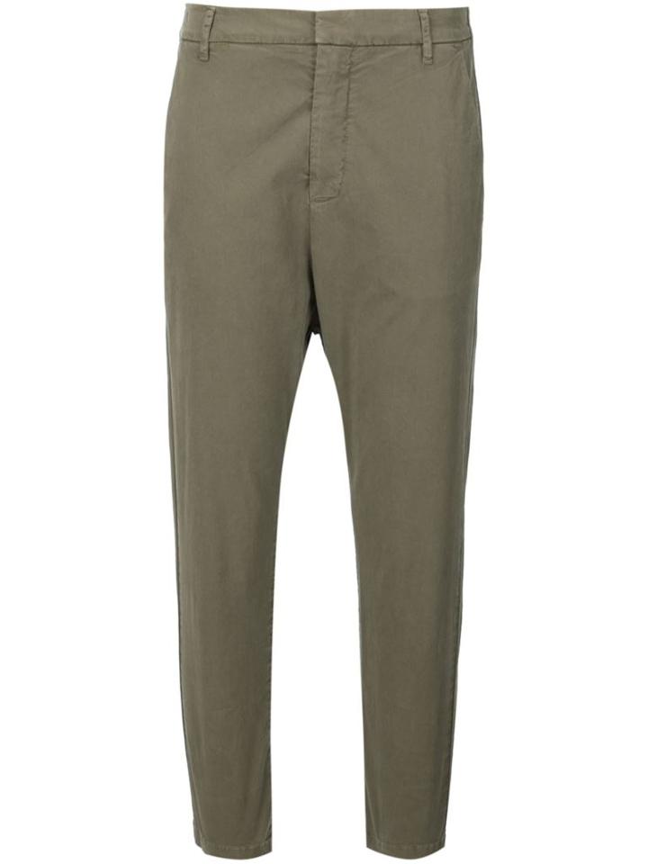 Nili Lotan Drop-crotch Cropped Trousers, Women's, Size: 4, Green, Cotton/spandex/elastane
