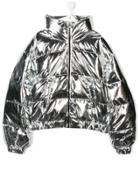 Chiara Ferragni Kids Embroidered Logo Padded Jacket - Metallic