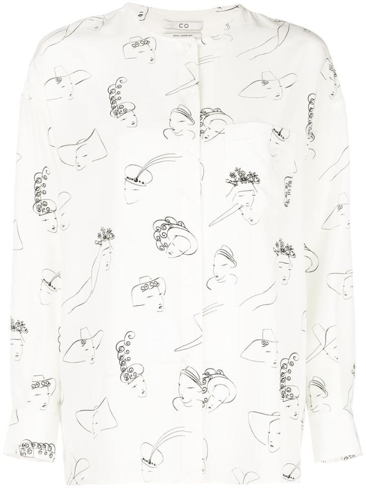 Co Face Print Shirt - White