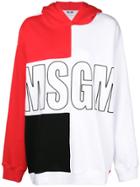 Msgm Colour Block Logo Hoodie - White
