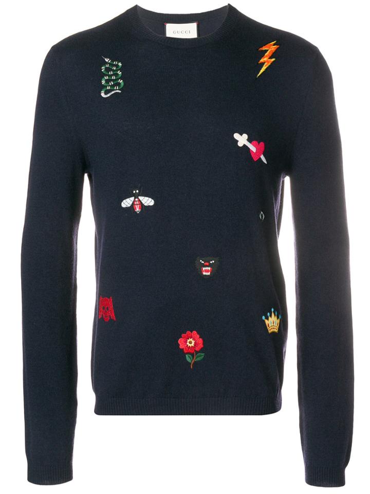 Gucci Embroidered Jumper - Blue