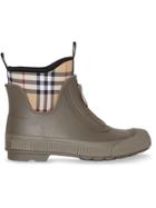 Burberry Vintage Check Neoprene And Rubber Rain Boots - Green