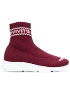 Vivetta Intarsia Sock Sneakers - Red