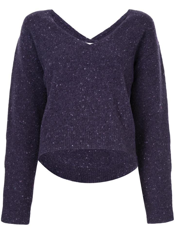 Astraet V-neck Jumper With Longer Back - Pink & Purple