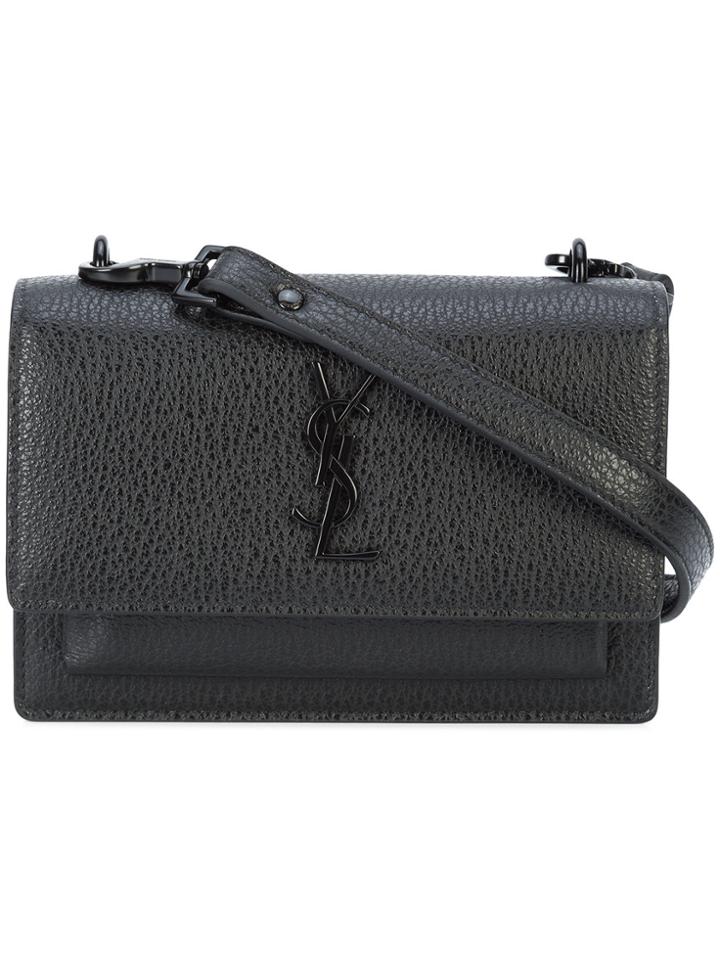 Saint Laurent Logo Monogram Shoulder Bag - Black
