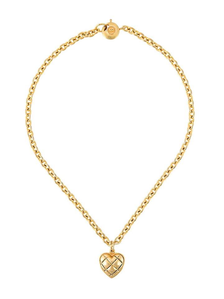 Sonia Rykiel Vintage Logo Heart Pendant Necklace - Metallic