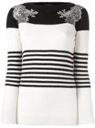Ermanno Scervino Colour Block Striped Jumper, Women's, Size: 46, White, Polyamide/cashmere