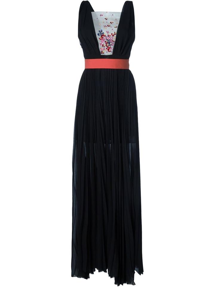 Msgm Embellished Panel Pleated Gown