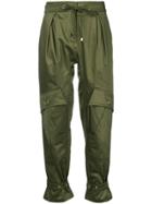 Roberto Cavalli Cropped High Waist Trousers - Green