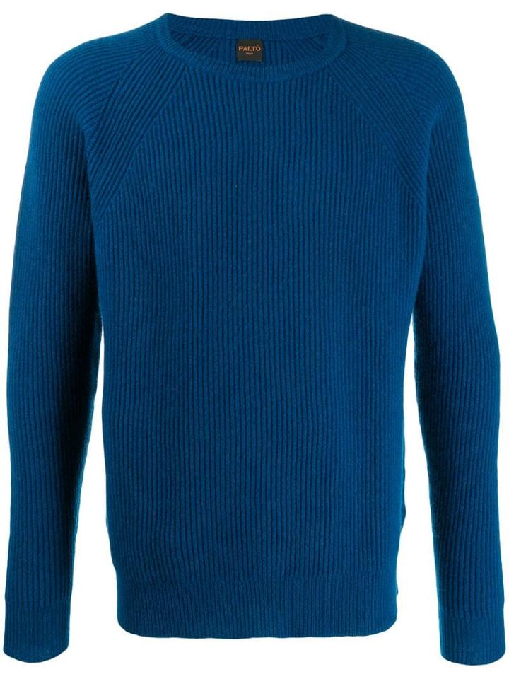 Paltò Ribbed Knit Sweater - Blue