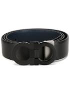 Salvatore Ferragamo Cuffs Buckle Belt, Men's, Size: 115, Black, Calf Leather