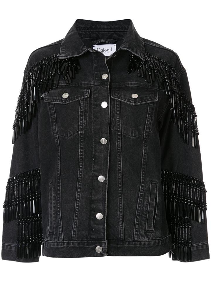 Dalood Bead-fringe Denim Jacket - Black