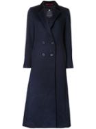 Loveless Long Double Breasted Coat, Women's, Size: 36, Blue, Lambs Wool