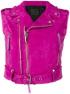 Amelia Biker Gilet - Women - Leather/viscose - M, Pink/purple, Leather/viscose, Giuseppe Zanotti Design