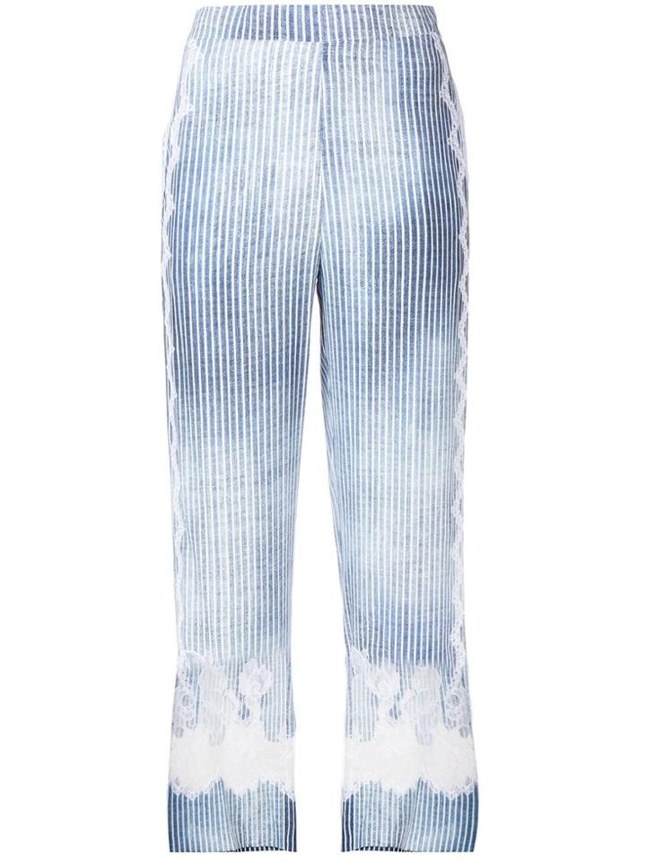 Ermanno Scervino Cropped Striped Lace Trousers - Blue