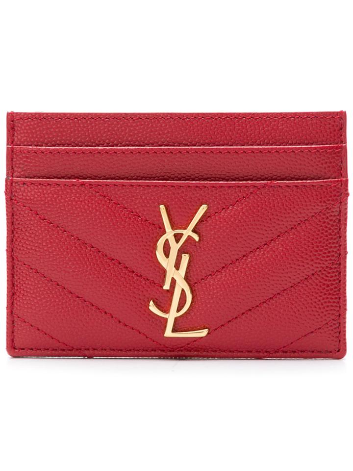 Saint Laurent Logo Card Case - Red