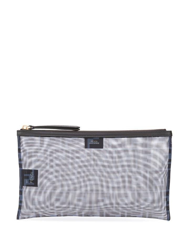 Fendi Logo Mesh Clutch Bag - Blue