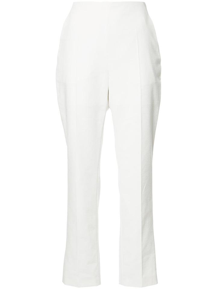 Delpozo High Waisted Trousers, Women's, Size: 40, White, Polyester/cotton