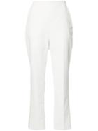 Delpozo High Waisted Trousers, Women's, Size: 40, White, Polyester/cotton