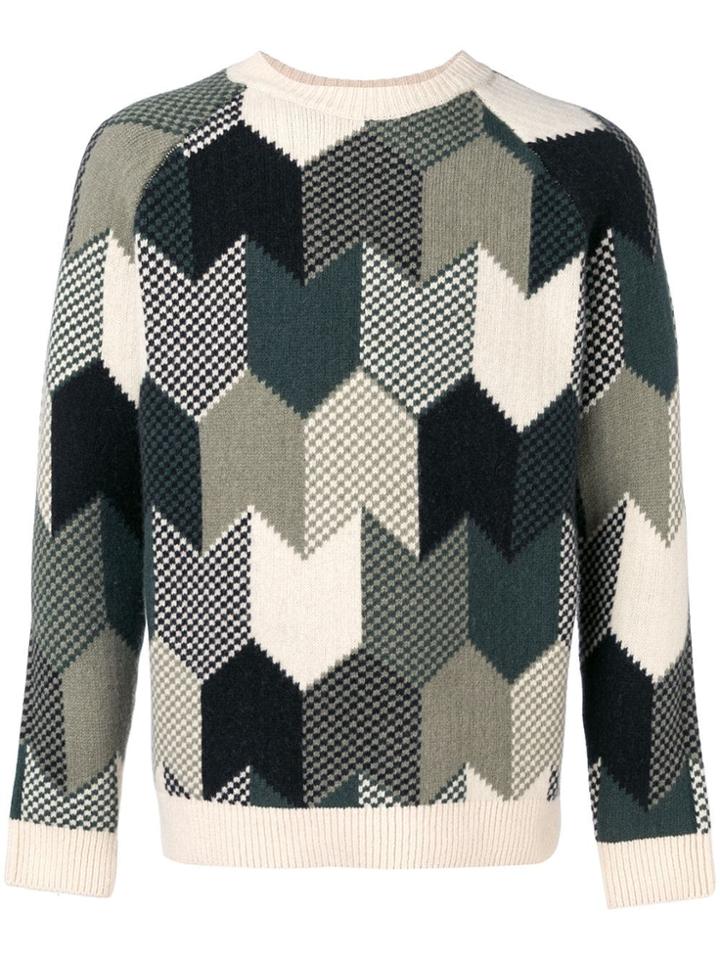 Maison Kitsuné Pattern Knitted Jumper - Green