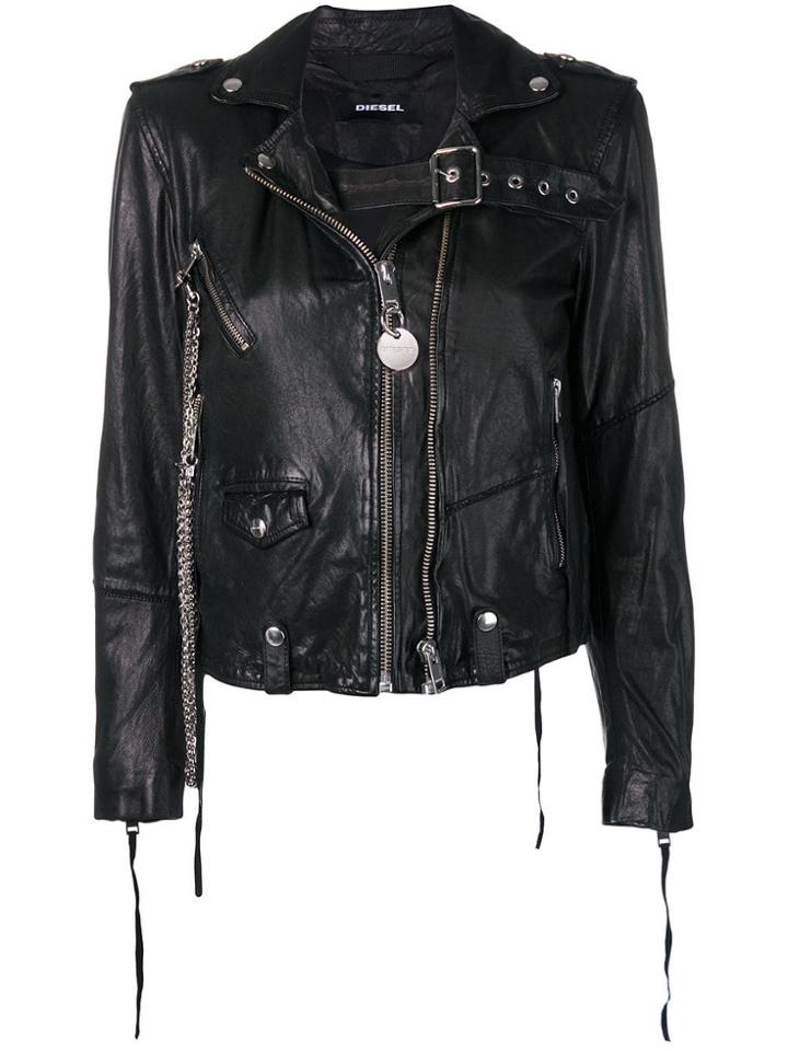 Diesel Washed Biker Jacket - Black