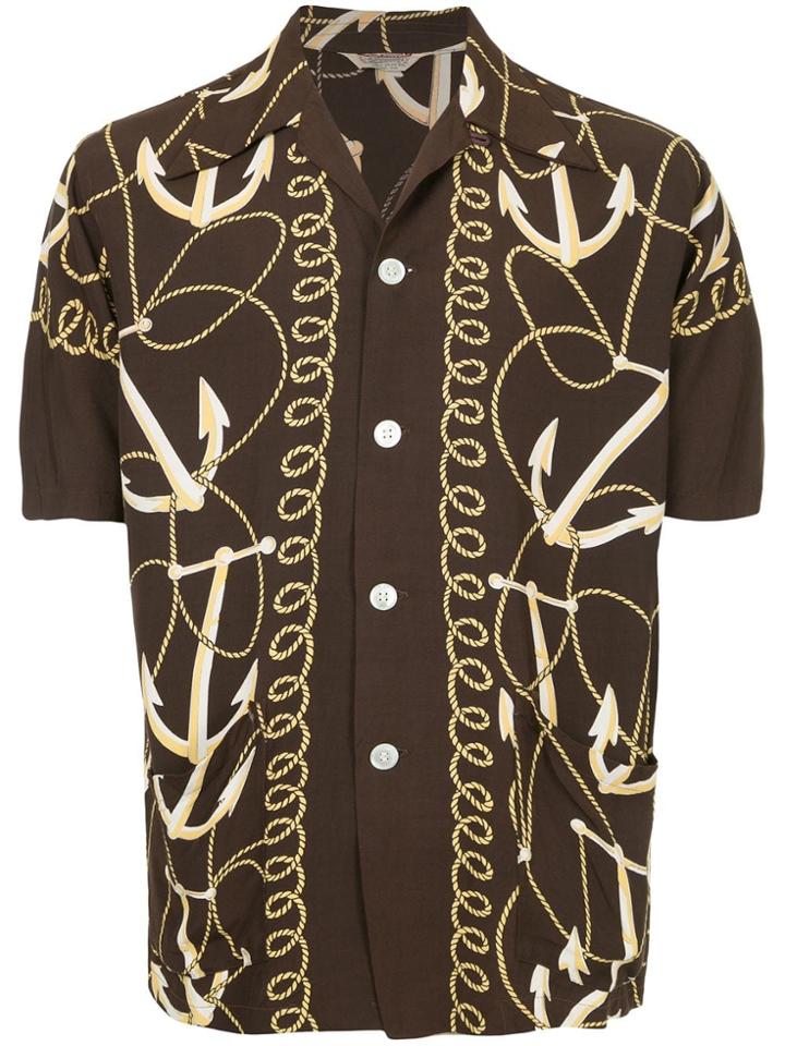 Fake Alpha Vintage 1950's Hawaiian Shirt - Brown