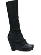 Rick Owens Draped Sock Wedge Boots - Black