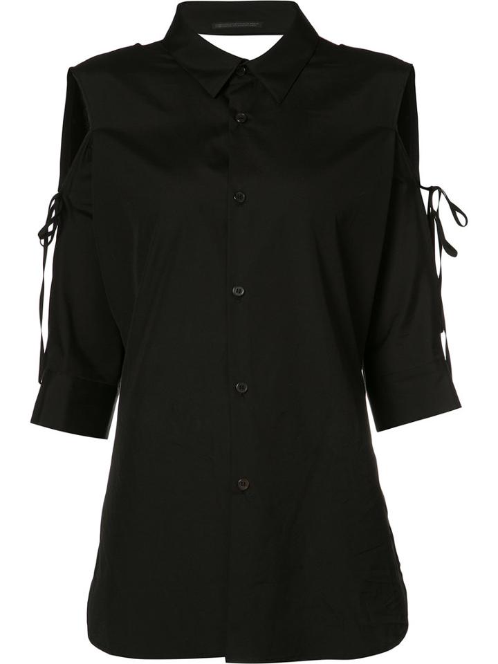 Yohji Yamamoto - Cold Shoulder Shirt - Women - Cotton - 1, Black, Cotton
