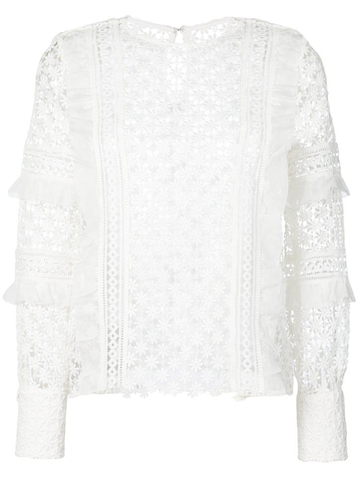 Self-portrait Daisy Frill Detail Blouse - White