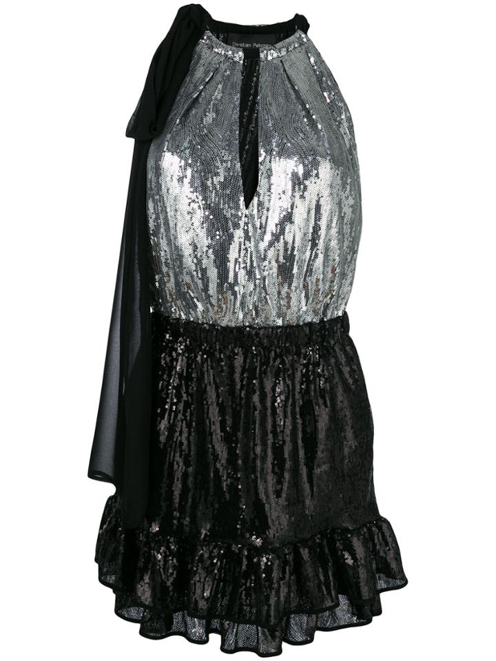 Christian Pellizzari Two-tone Sequinned Dress - Black