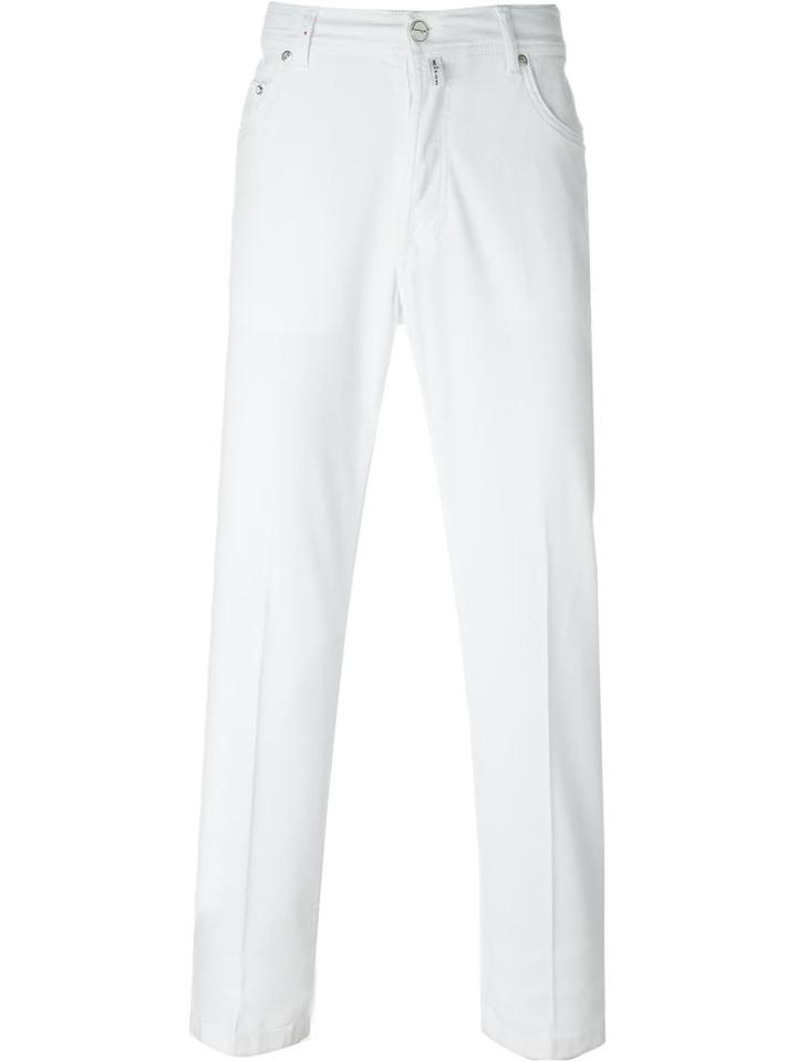 Kiton Straight Trousers, Men's, Size: 30, White, Lyocell/spandex/elastane