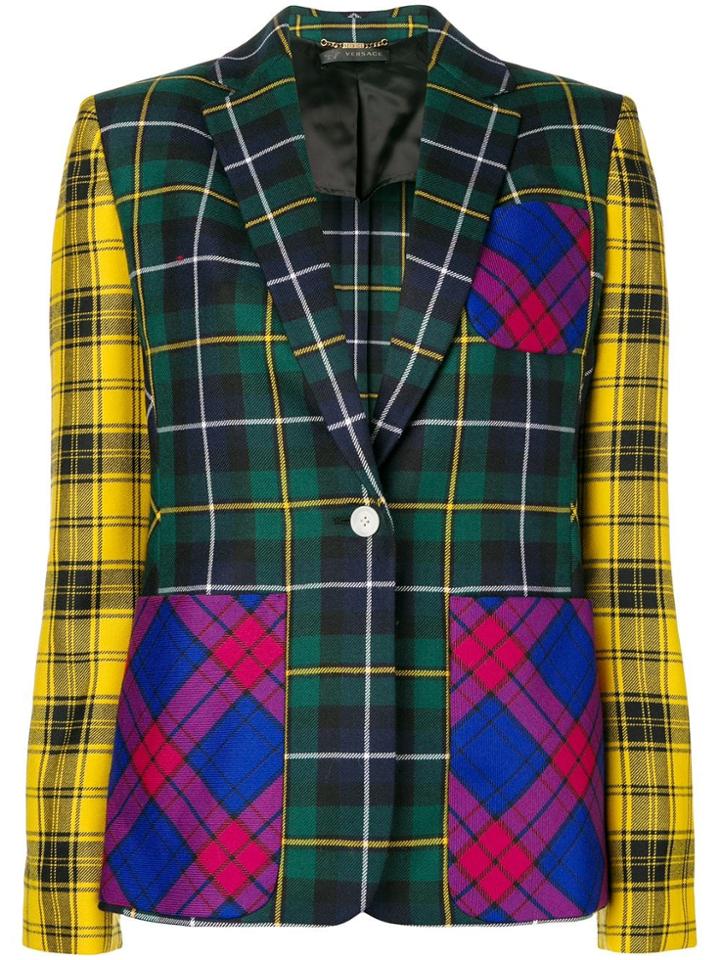 Versace Checked Straight Blazer - Green