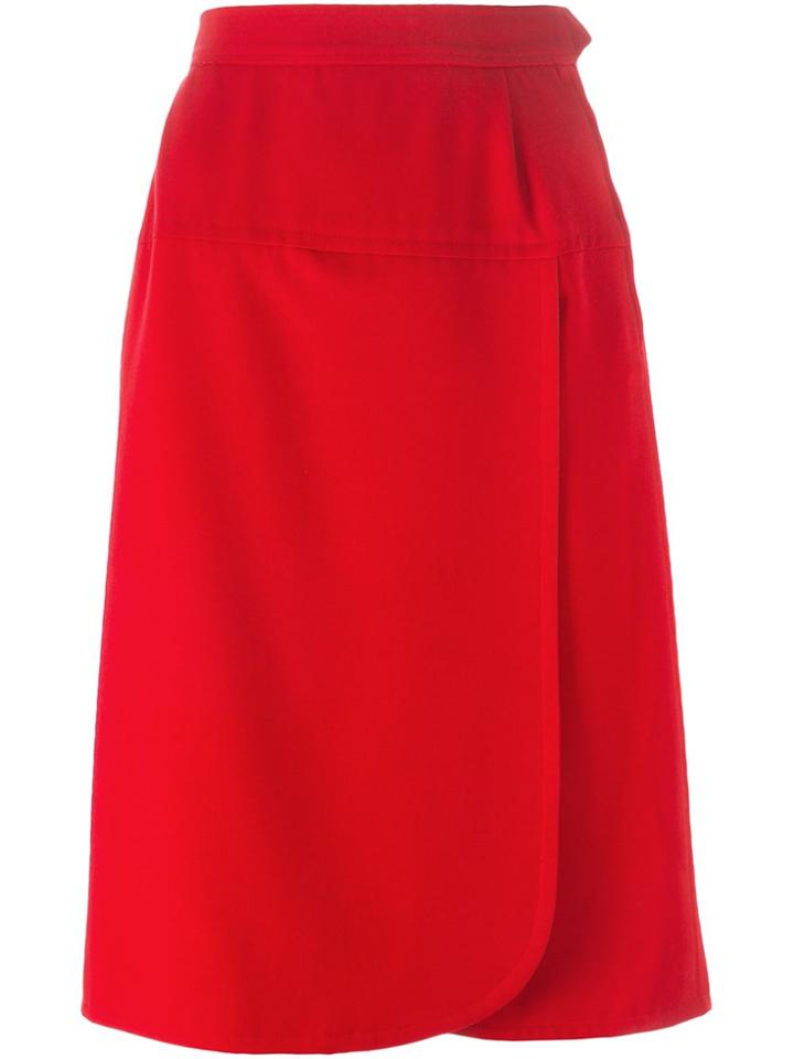 Yves Saint Laurent Vintage Wrap Front Skirt - Red