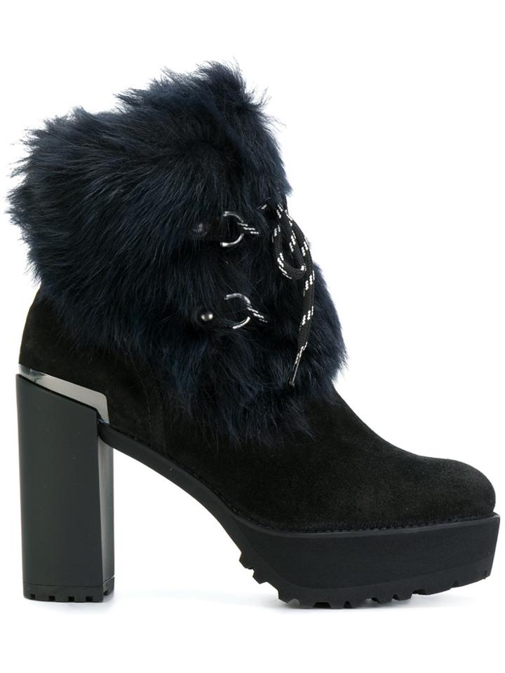 Stuart Weitzman Fur Trimmed Rugged Boots - Blue