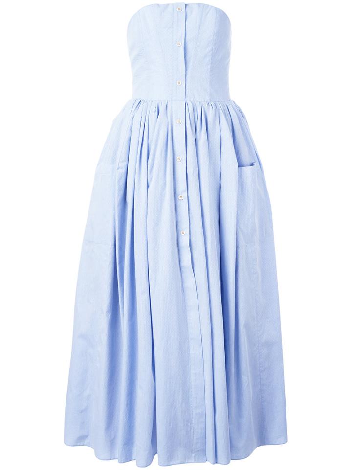 Natasha Zinko Pleated Trim Dress, Women's, Size: 40, Blue, Cotton/polyester