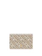 Burberry Small Monogram Print Leather Folding Wallet - Neutrals