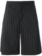 Juun.j Wide Pin Stripe Shorts, Men's, Size: 44, Black, Wool/cupro/polyester