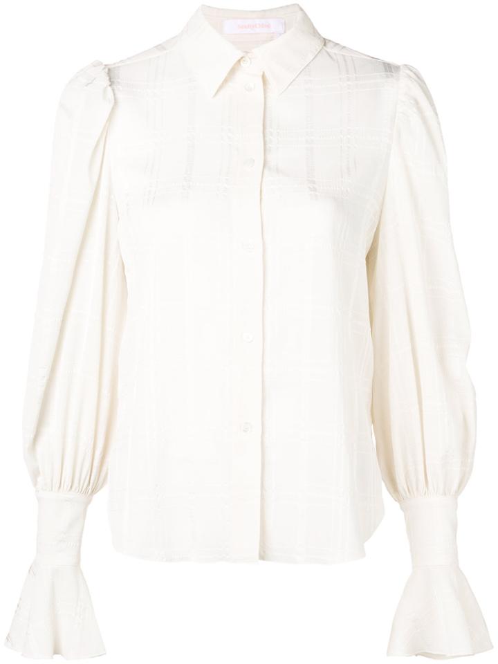 See By Chloé Flared Cuff Checked Blouse - White