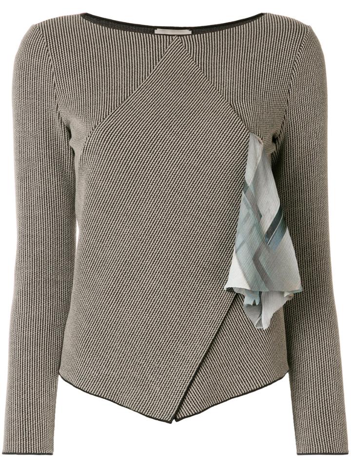 Armani Collezioni Asymmetric Ruffle Detail Top - Brown